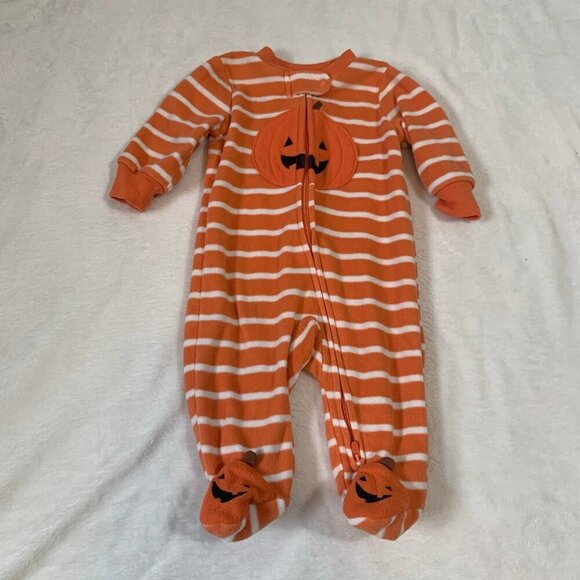 5/$25 Carter's Halloween fleece zipper warm cozy pajamas jammies pjs sleeper - Picture 1 of 5